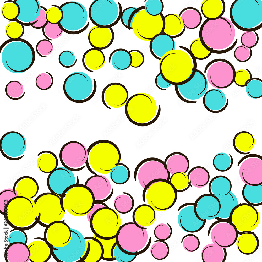 Polka dot frame with comic pop art confetti. Polka dot frame with comic pop art confetti.