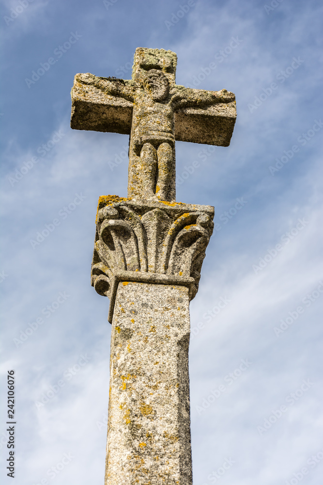Cross of the 15th or 16th century in Portomarin place of pilgrims on the Way of Saint James in Lugo, French road (Spain) Cross of the 15th or 16th century in Portomarin place of pilgrims on the Way of Saint James in Lugo, French road (Spain)