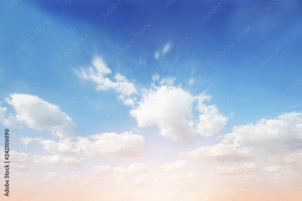Blue sky clouds blurred during morning open view out windows beautiful summer spring and peaceful nature background.