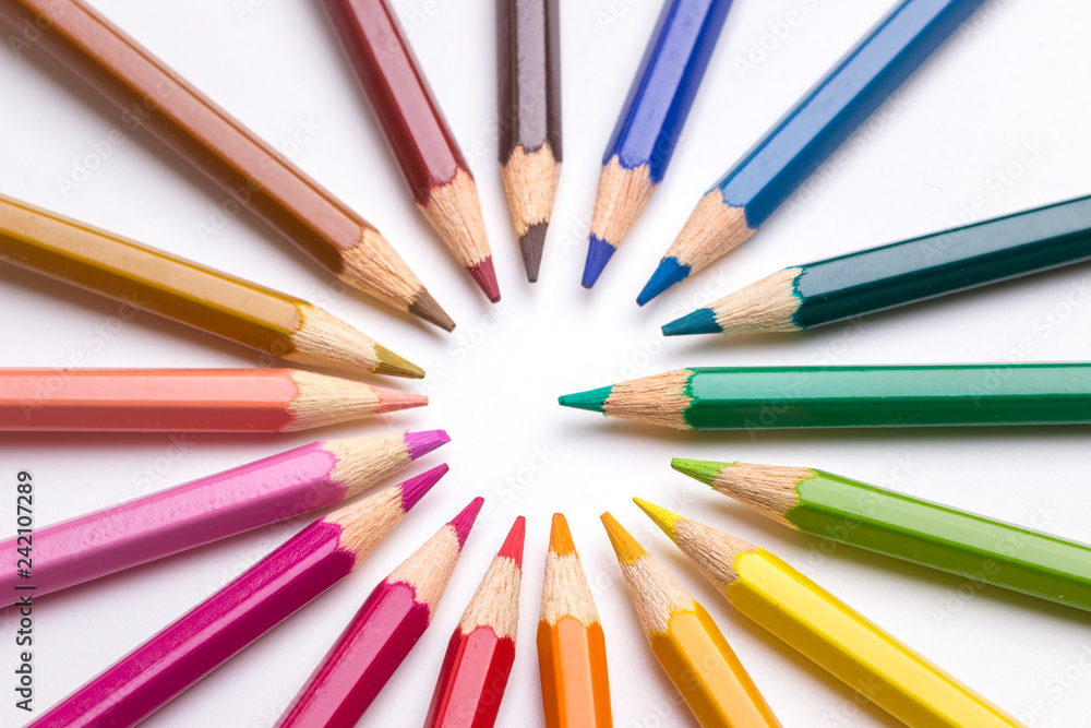 Fototapeta premium Concept - green crayon stands out