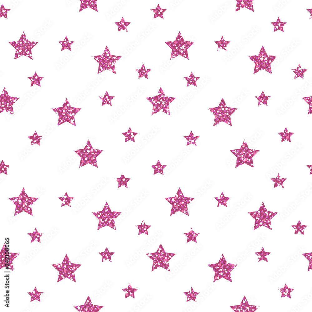 Pink Star Pattern. Glitter Look. Pink Star Pattern. Glitter Look.