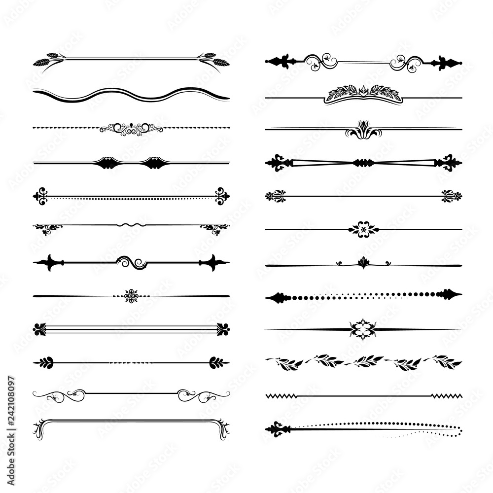 Collection of vector dividers. Can be used for design, letters, jewelry, gifts, notebooks