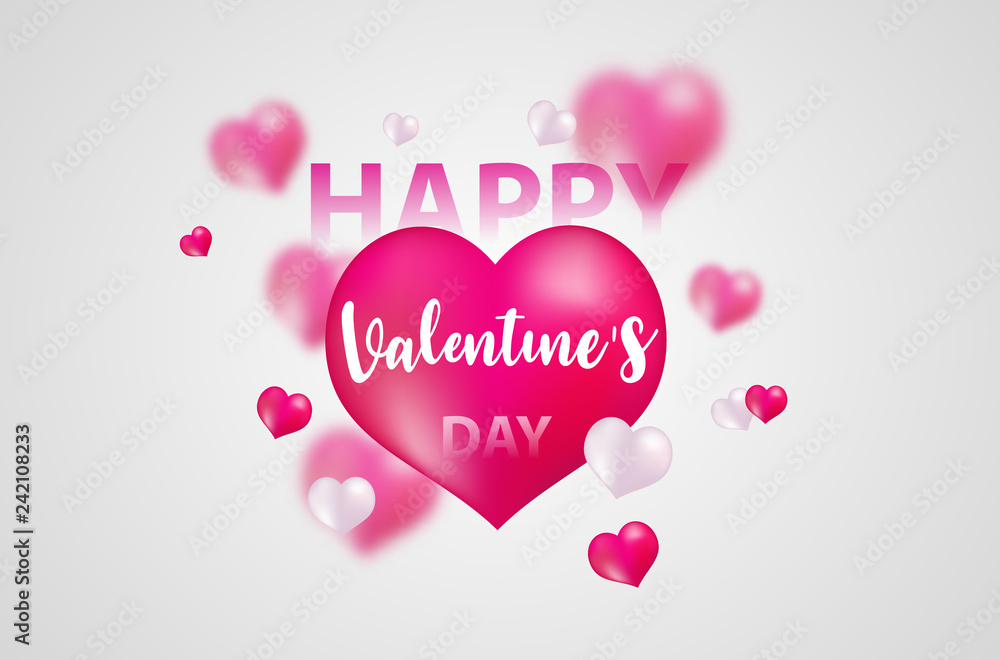 Valentine's day, banner template. red heart with lettering on background. tags poster design Vector brochure.
