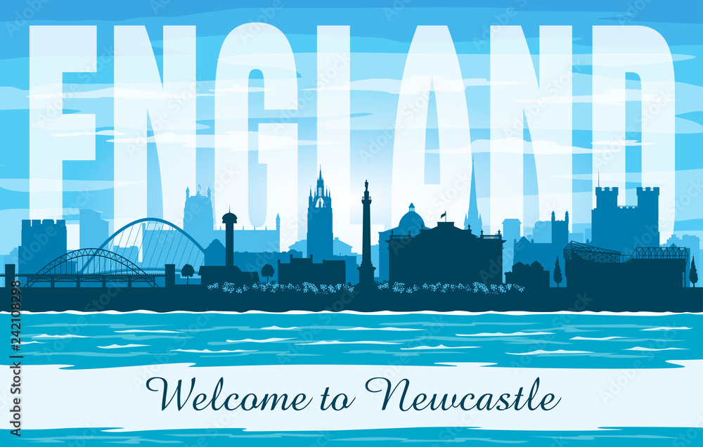 Obraz premium Newcastle United Kingdom city skyline vector silhouette