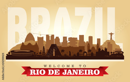 Rio de Janeiro Brazil city skyline vector silhouette