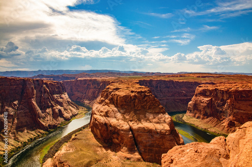 Beautiful view at Horseshoe bend on sunny day  Arizona  USA