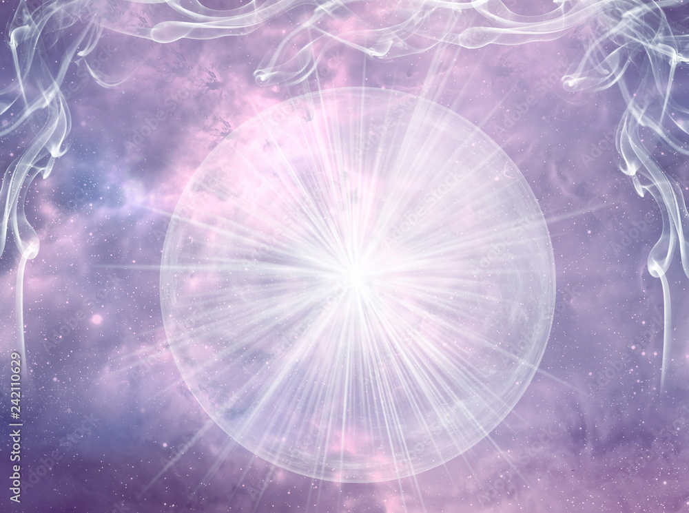 magic mystic mystical background with rays of light and crystal ball