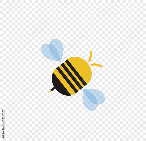 Flying cartoon bee isolated on transparent background.
