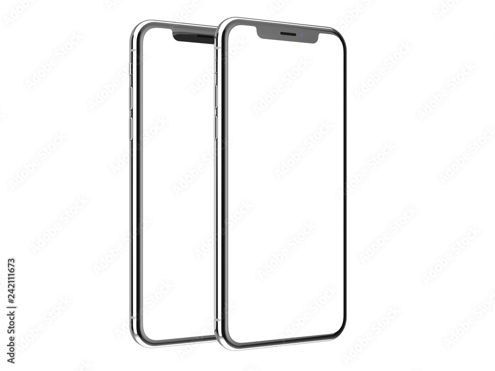 Modern smartphone mockup on white background. 3D illustration. Modern smartphone mockup on white background. 3D illustration.