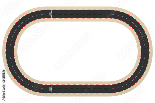 Cartoon racing track for a ring races, top view, vector illustration