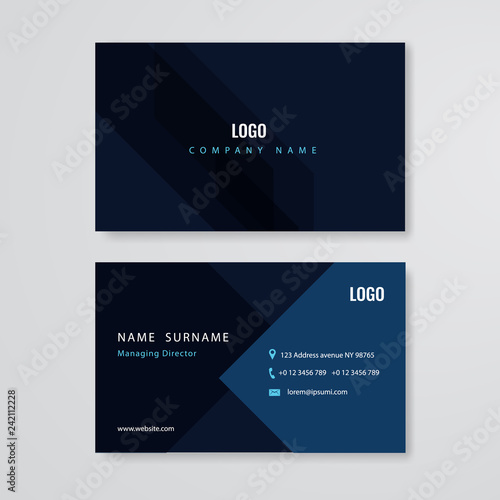 Abstract blue business card design template vector