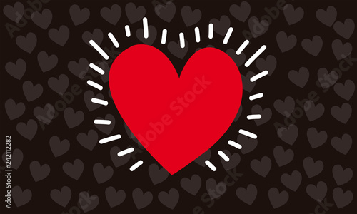 cœur rouge de Saint-Valentin qui bat sur fond de motifs cœurs