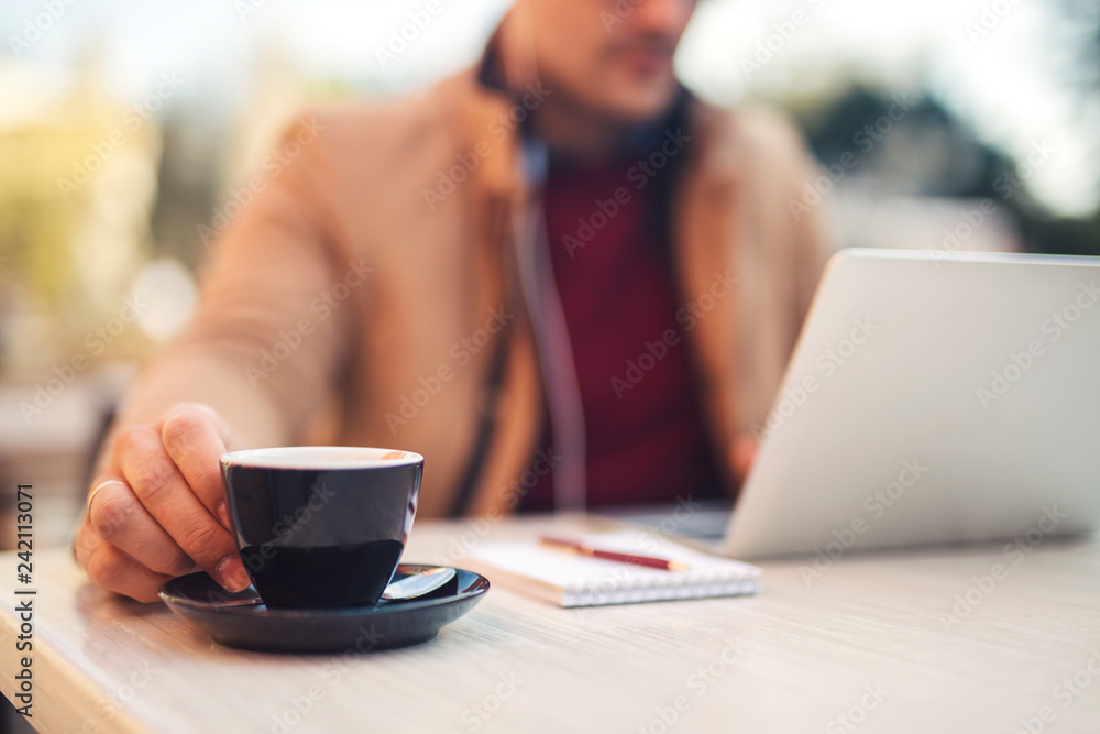 Freelancer at cafe