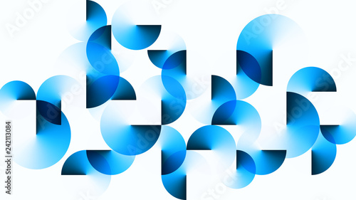 Geometric Bright Blue Angle Gradient Circles Isolated on White Background. Aspect Ratio 16:9. EPS 10 Vector.