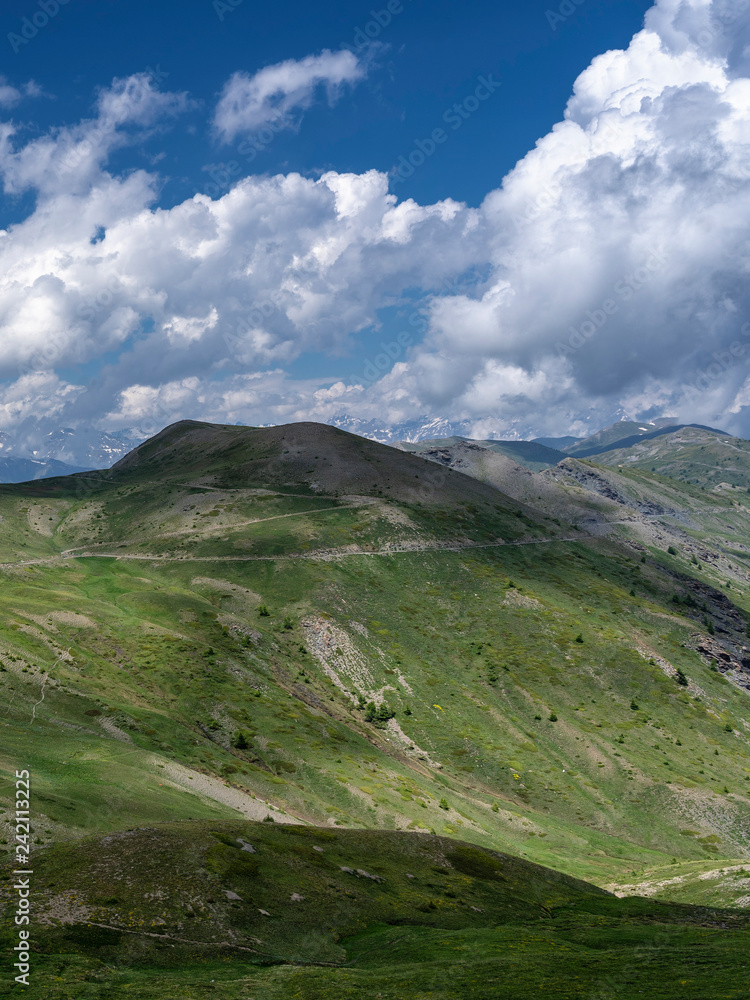 Fototapeta premium Mountain landscape along the road to Colle dell'Assietta