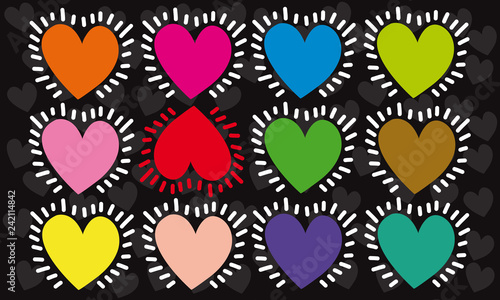 cœur,motif cœur, cœur qui bat en couleurs