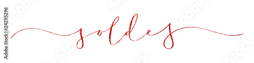 Bannière en paillettes rouges "SOLDES" 
