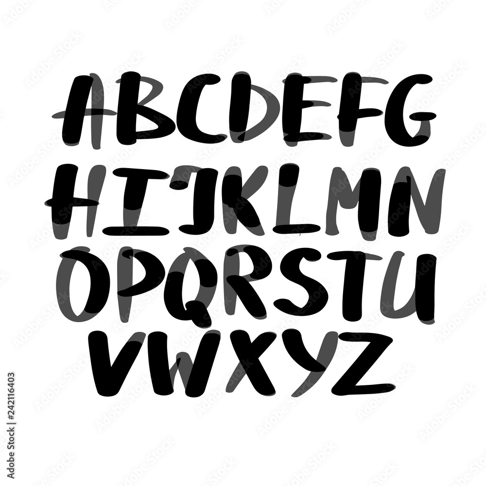 Alphabet letters.Black handwritten font drawn with liquid ink and brush. Alphabet letters.Black handwritten font drawn with liquid ink and brush.