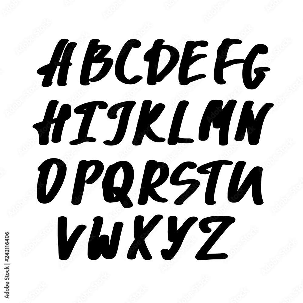 Alphabet letters.Black handwritten font drawn with liquid ink and brush. Alphabet letters.Black handwritten font drawn with liquid ink and brush.