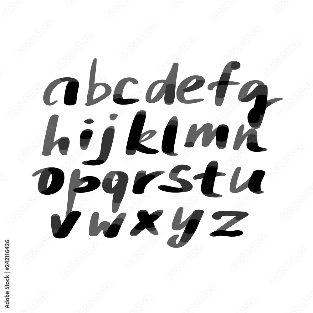 Alphabet letters.Black handwritten font drawn Alphabet letters.Black handwritten font drawn