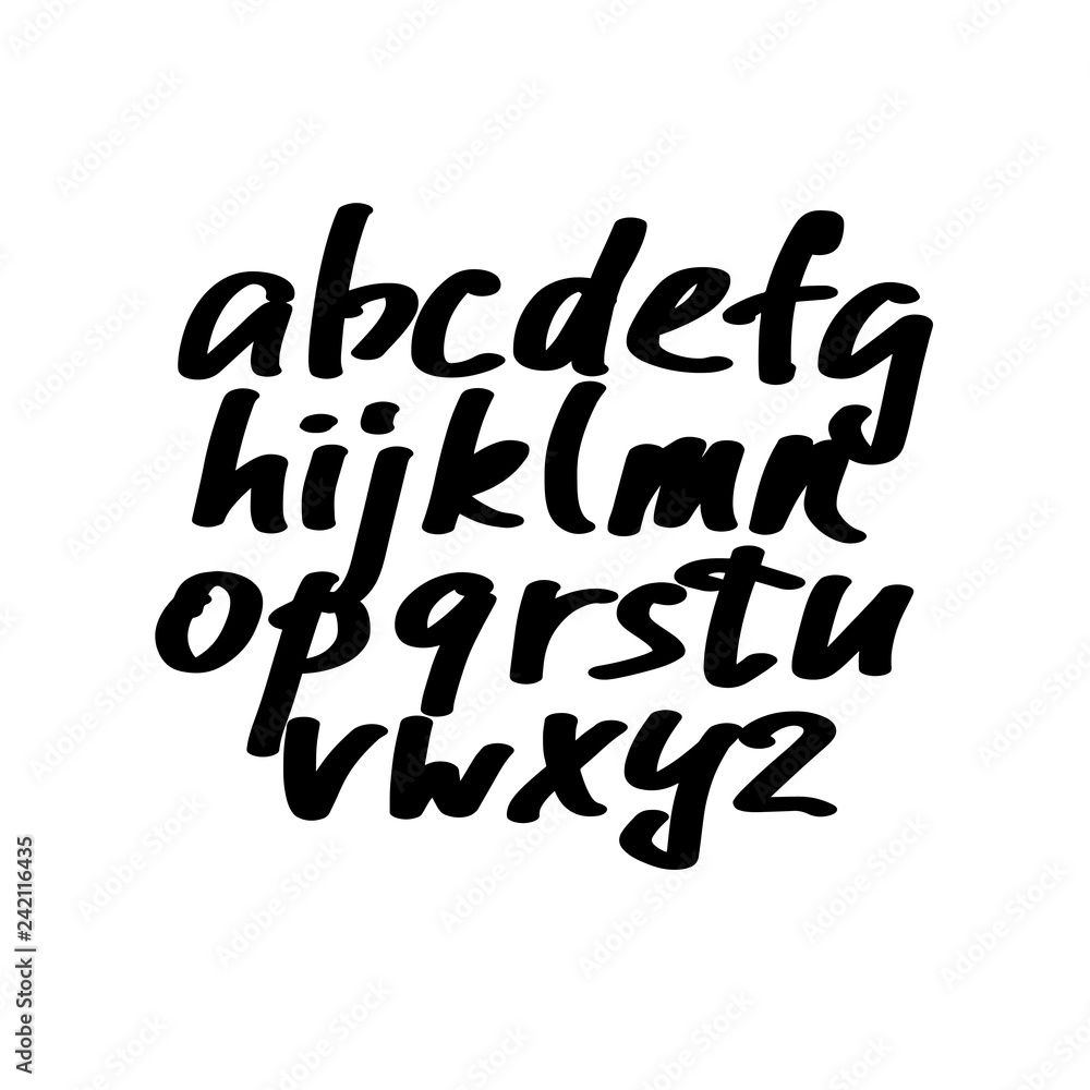 Alphabet letters.Black handwritten font drawn Alphabet letters.Black handwritten font drawn