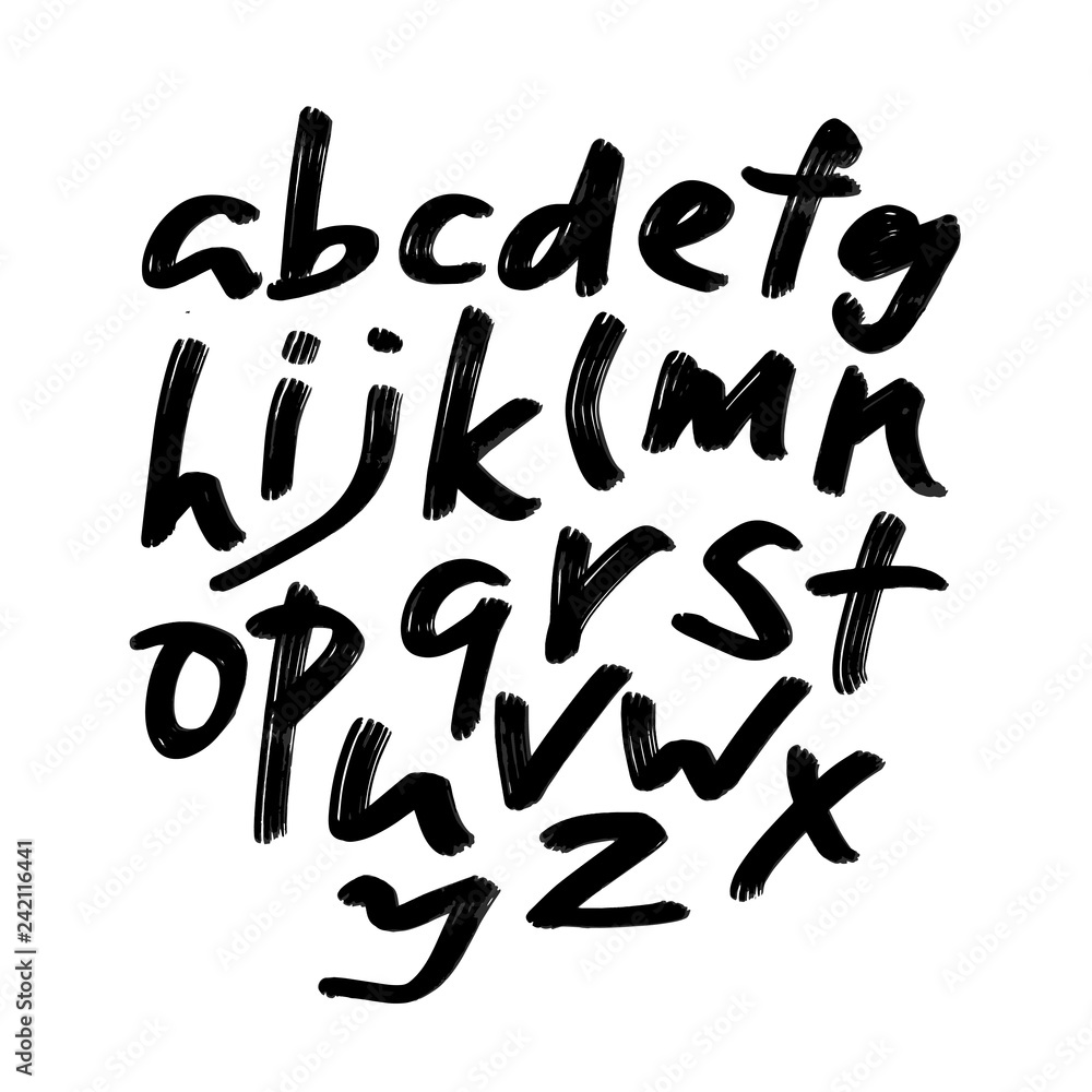 Alphabet letters.Black handwritten font drawn with liquid ink and brush. Calligraphic script vector - Vector Alphabet letters.Black handwritten font drawn with liquid ink and brush. Calligraphic script vector - Vector