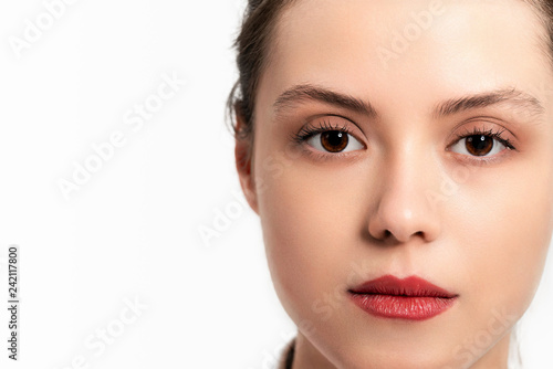 Beauty Woman face Portrait.Skin Care Concept. Isolated on a white background