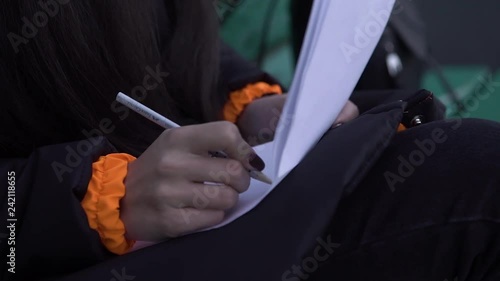 beautiful girl writes poems