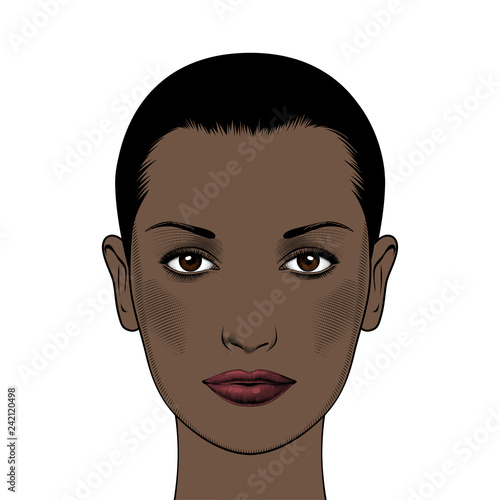African American pretty girls. Black beauty concept. Female portrait. Vector Illustration of Black Woman. Great for avatars. Fashion, beauty.