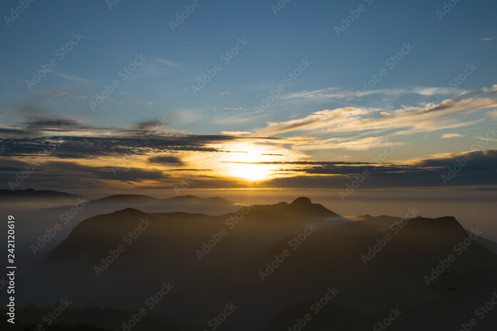 Sunrise from Adams peak or Sri Pada mountain, Sri lanka Sunrise from Adams peak or Sri Pada mountain, Sri lanka