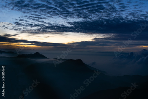Sunrise from Adams peak or Sri Pada mountain  Sri lanka