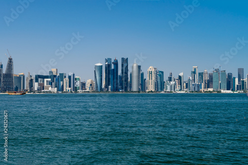 Doha, Qatar - december 14, 2018: Skylines in city center, modern arabic city,