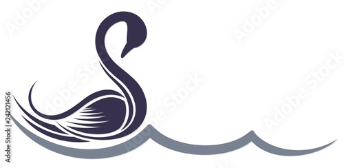 Fototapeta Naklejka Na Ścianę i Meble -  Symbol of swan with wave.