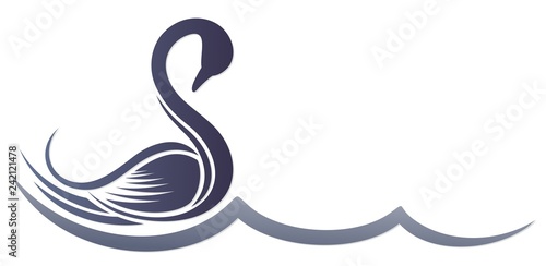 Fototapeta Naklejka Na Ścianę i Meble -  Symbol of swan with wave.