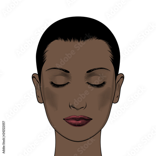 African American pretty girls. Black beauty concept. Female portrait. Vector Illustration of Black Woman. Great for avatars. Fashion, beauty.