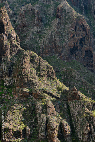 Mountain landscape on tropical island Tenerife, Canary in Spain.