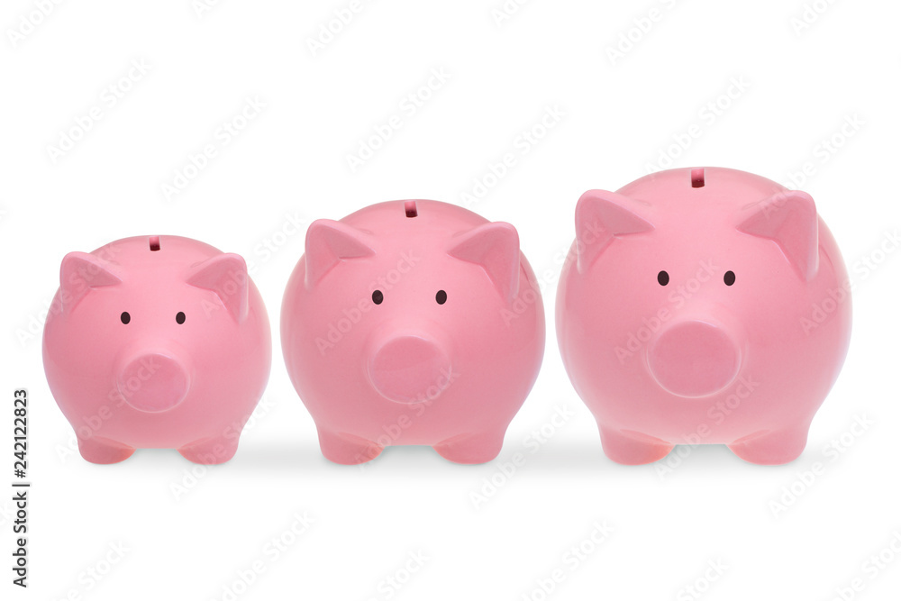 Three ceramic piggy banks on a white background Three ceramic piggy banks on a white background