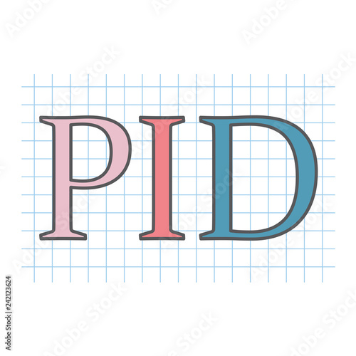 PID (Pelvic inflammatory disease) acronym on checkered paper sheet- vector illustration