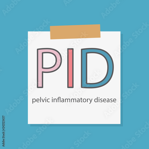 PID Pelvic inflammatory disease written on a notebook paper- vector illustration