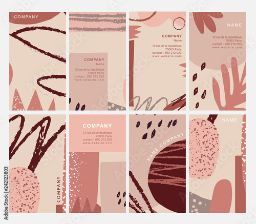 Business card template with graphic collage pattern