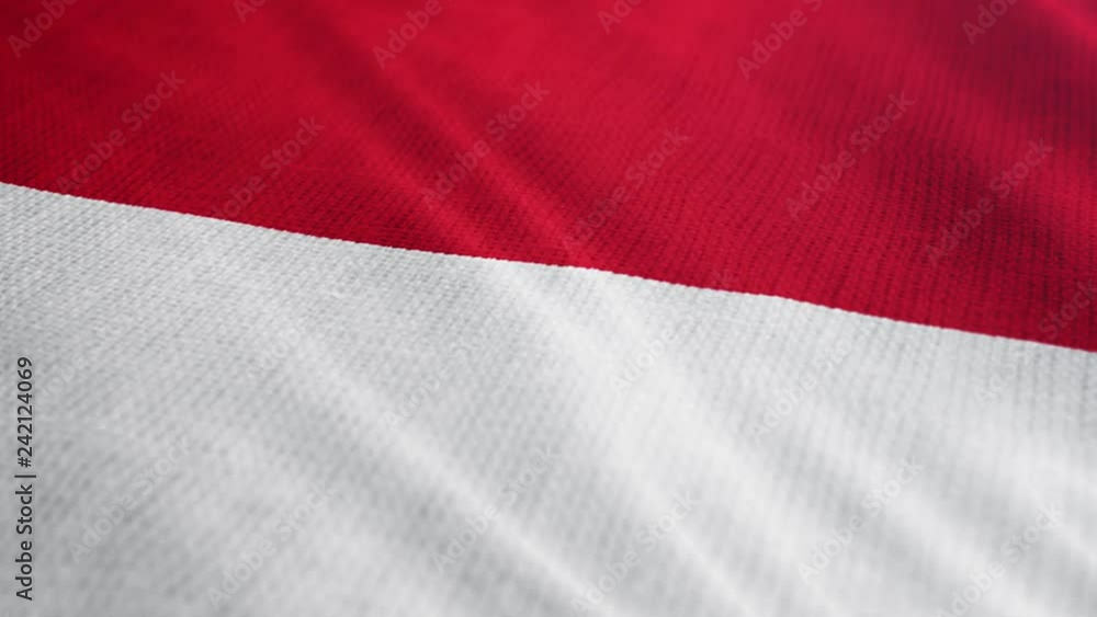 Indonesia flag is waving 3D animation. Symbol of Indonesia national on fabric cloth 3D rendering in full perspective. Indonesia flag is waving 3D animation. Symbol of Indonesia national on fabric cloth 3D rendering in full perspective.