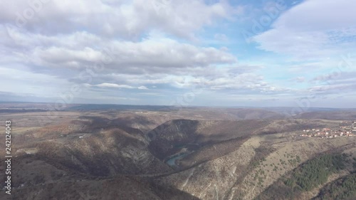 Dramatic landscape and clouds over river Timok 4K drone video photo