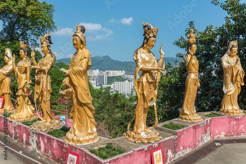 Guanyin Buddha Statue in Ten Thousand Buddhas Monastery in Hong Kong