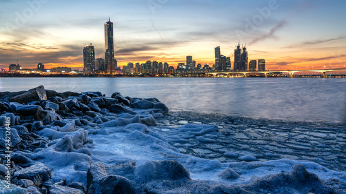 Ice on han river,Seoul south korea.