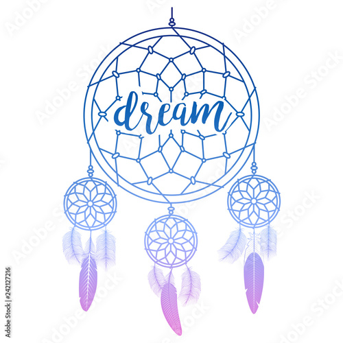 Hand drawn dream catcher with calligraphy sign dream vector illustration