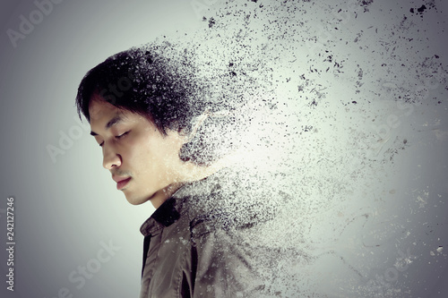 A man with Dust Explosion process technic photo