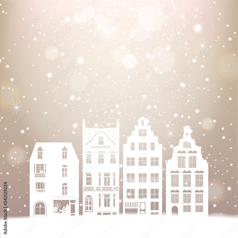 paper silhouette of the city, Christmas