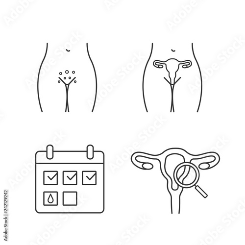 Gynecology linear icons set