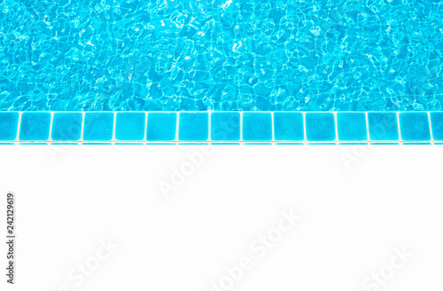 Beautiful blue water ,swimming pool for background and empty white floor .Blank space for text and images. © oatautta