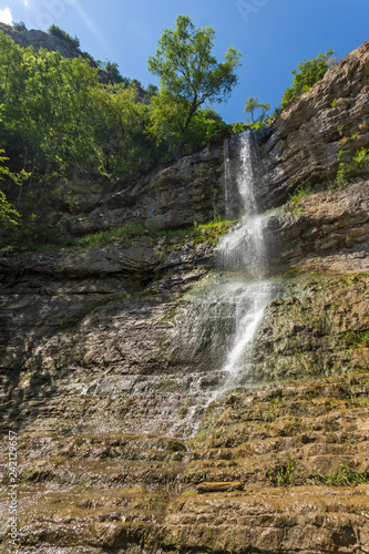 Landscape with Waterfall Skaklya near villages of Zasele and Bov at Vazov trail, Balkan Mountains, Bulgaria